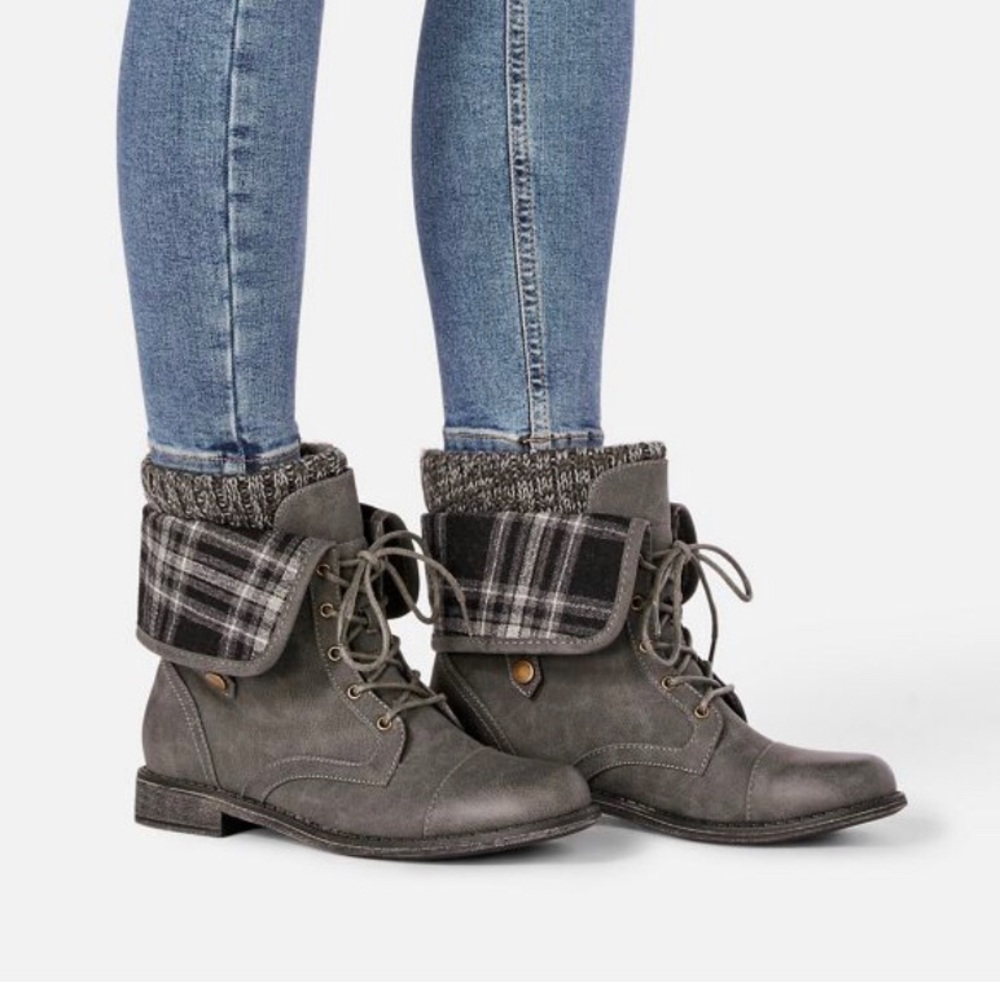 Plaid ankle boots